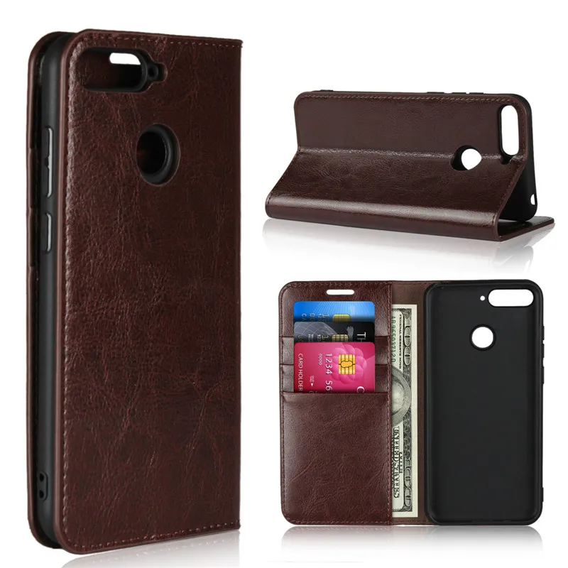For Huawei Honor 7A Pro Case Genuine Leather Wallet Card Stand Flip Y6 Prime 2018 Cases Cover Coque Fundas | Мобильные телефоны и