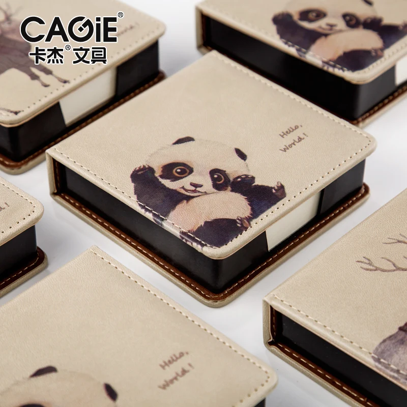 

CAGIE Kawaii Post it Notes Memo Pad Sticky Notes Vintage Cute Leather Cover Kawaii Stationery Notepad School Office Daily Memos