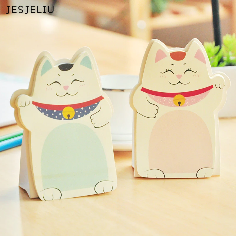 

1Pc 2017 new DIY Lucky Cat memo pad Sticky label school sticky note for school office supplies stationery wholesale