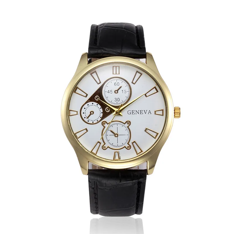 Горячие Бизнес Стиль черный циферблат часы мужские брендовые Ретро дизайн кожаный ремешок аналоговые кварцевые наручные часы спортивные часы - Цвет: B