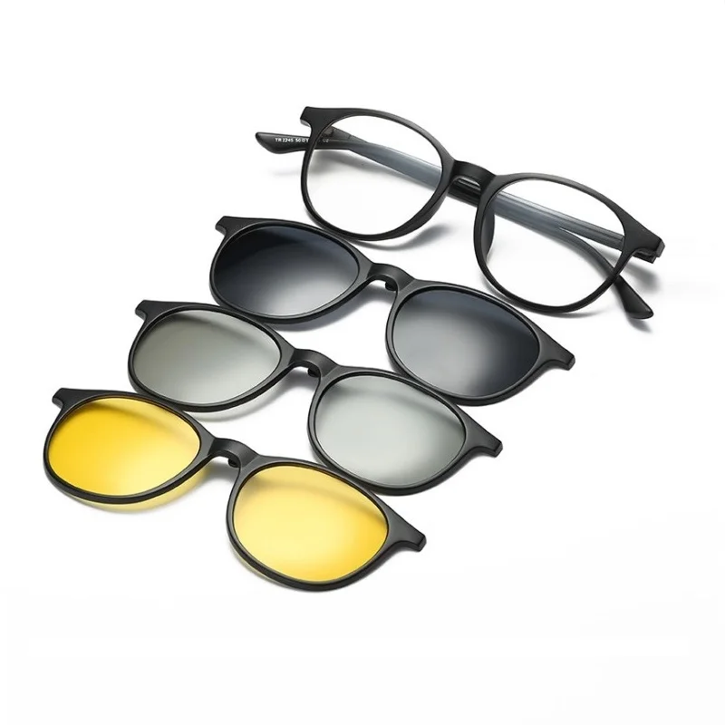 

width-136 New magnetic set mirror men women 3+1 TR90 frame myopia sunglasses fashion polarized 3D night vision sunglasses frames