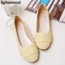 Женская большой размер 10 11 12 Лоскутное Круглый закрыты носок одного обувь низком каблуке flattie женщины Танцуют Вождения черные туфли летом стиль