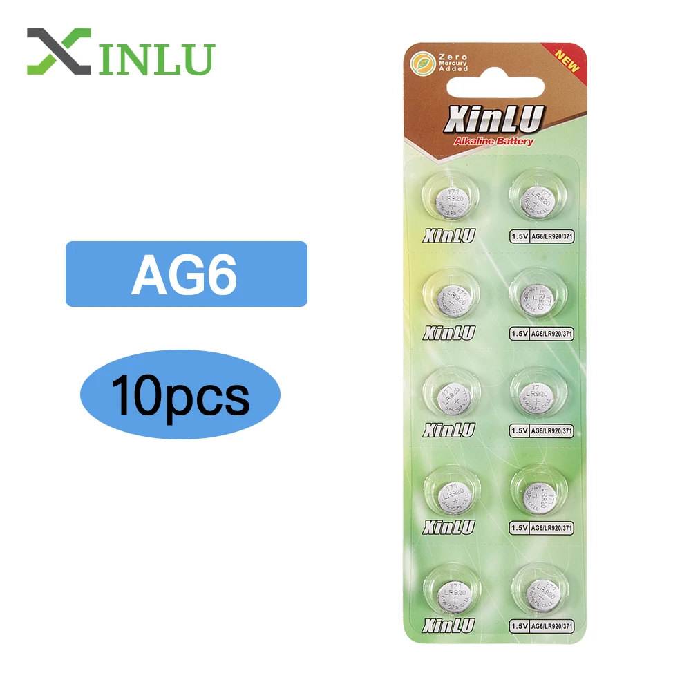 10 шт. щелочные батарейки для часов AG6 371 SR920SW LR920 SR927 171 370 L921 LR69 SR920 1 55 в|371 sr920sw|button