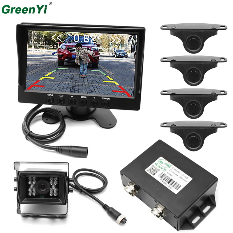 Greenyi 7 &quotCar Мониторы сзади Обратный Камера видео Сенсоры парковочные обратный