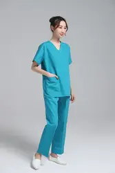 Высокое качество Для женщин медицинская Униформа с короткими рукавами наборы скрабов больницы костюмы врача стоматологическая клиника