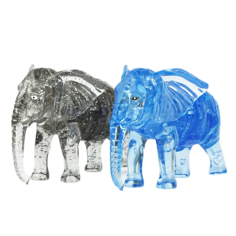 

New Elephant 3D Puzzles Gray Or Blue DIY Crystal Puzzles Assembled Model Puzzles Toys Educational Toys For Children