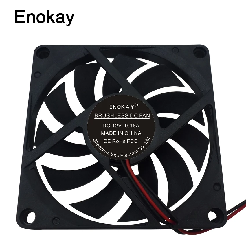 1 шт. Enokay 12 В 24 в 2 Pin 80x80x10 мм вентилятор ПК компьютер CPU система радиатор