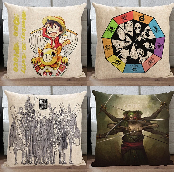 

One Piece pillow cover, Japanese cartoon Animation One Piece Luffy Pirate skull throw pillow cover wholesale