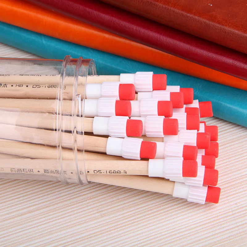 

24 barreled HB log pencils with erasers forschool students to write pencils and study Pencil Stationery Set Wholesale