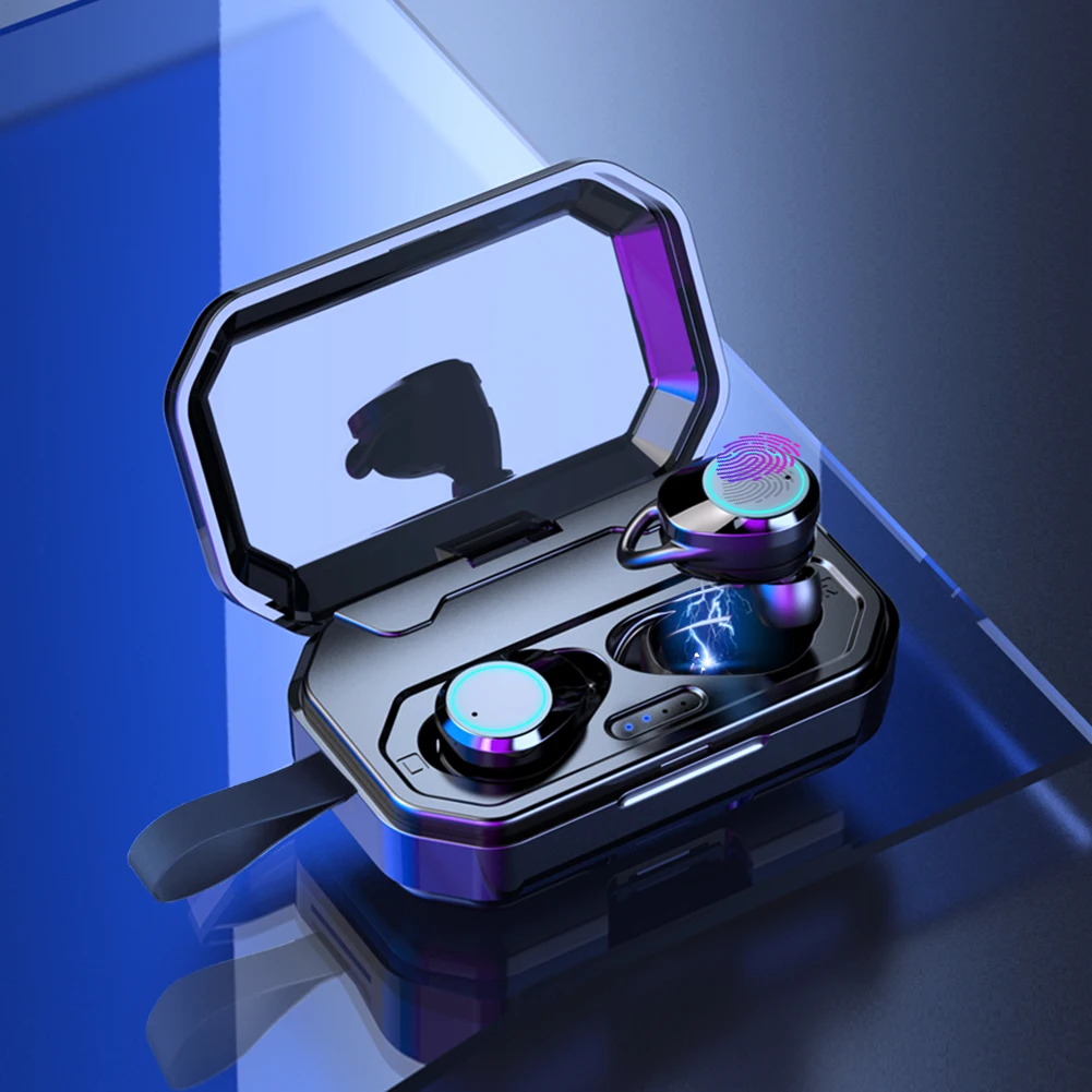 

Tws Wireless Bluetooth 5.0 Headset Portable Waterproof Earbuds Fingerprint Touch Dual earphone with Mic and Charging Box
