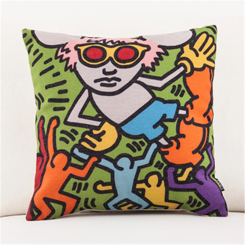 Keith Haring Граффити Печатные квадратные декоративные пледы Наволочки чехол для подушки наволочка для дивана дома Capa De Almofadas 45x45 см