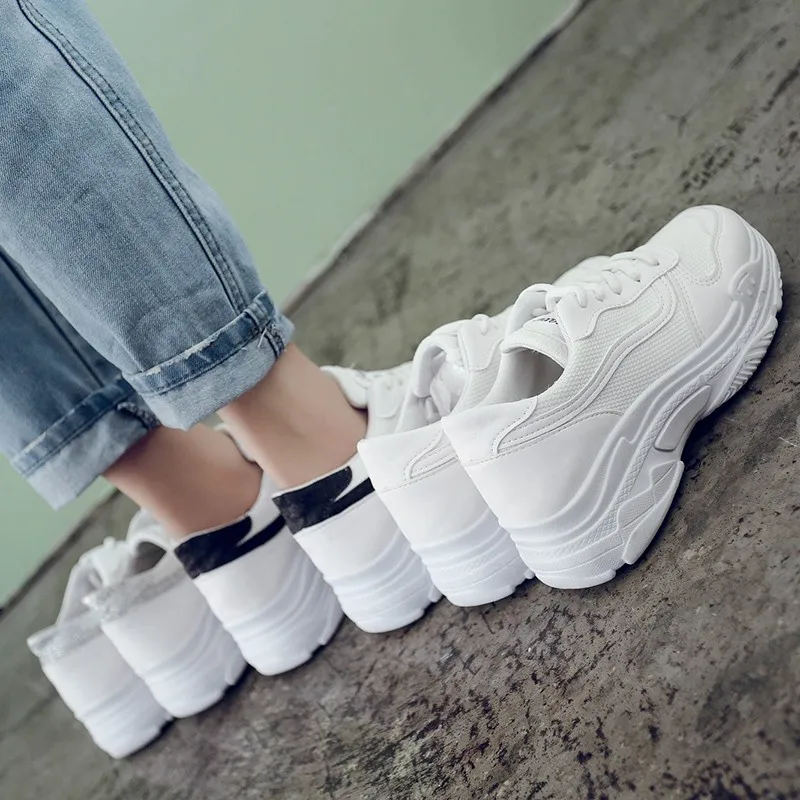 YOUYEDIAN/женские кроссовки; кроссовки на платформе; белые кроссовки на платформе; однотонная обувь; tenis plataform Zapatos de zapatillas mujer;# g30