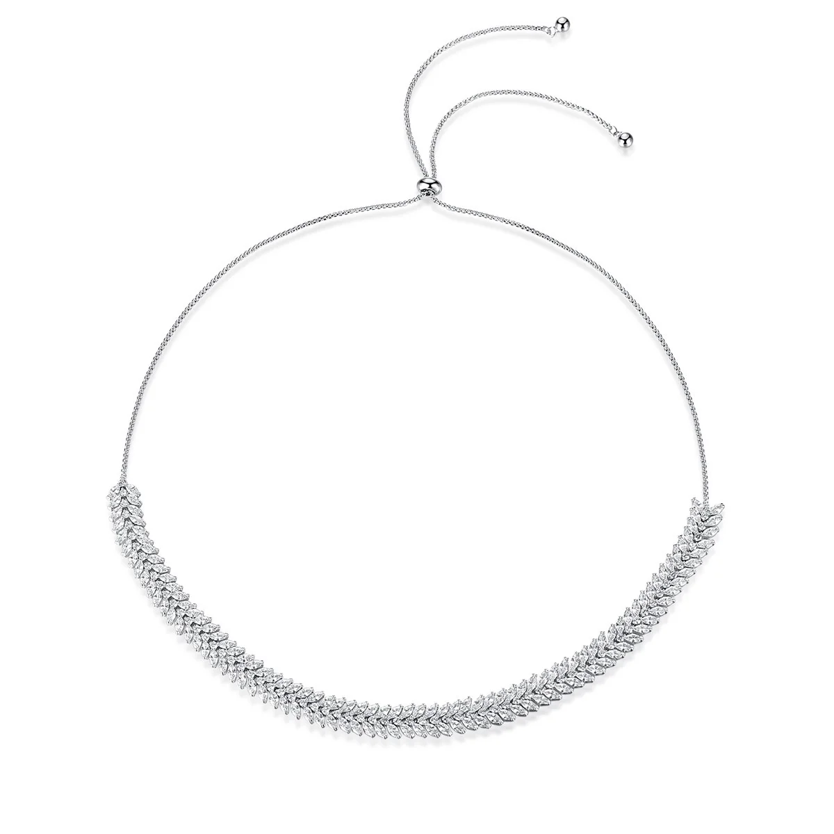 

Adjustable Snake Chain AAA Cubic Zirconia Silver Choker Necklaces for Women Lady's Party Statement Necklace Wedding Jewelry