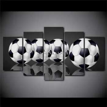 

Hot Selling 5 Pieces Abstract Soccer Printed Canvas Painting Living Room Wall Art Pictures No Frame Whoesale Price