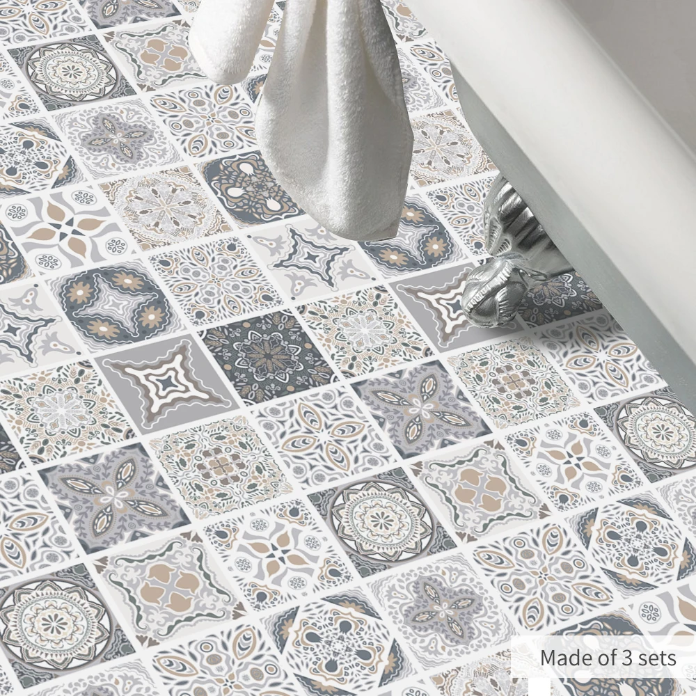 

Funlife Europe Waterproof Imitation Tile Wall Stickers Retro Bathroom PVC Floor Wall Sticker DIY Home Decor Art Wall Decal DB098