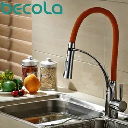 Becola pull down кухонный кран на бортике раковина смеситель горячей и холодной воды оранжевый кран B-9205C