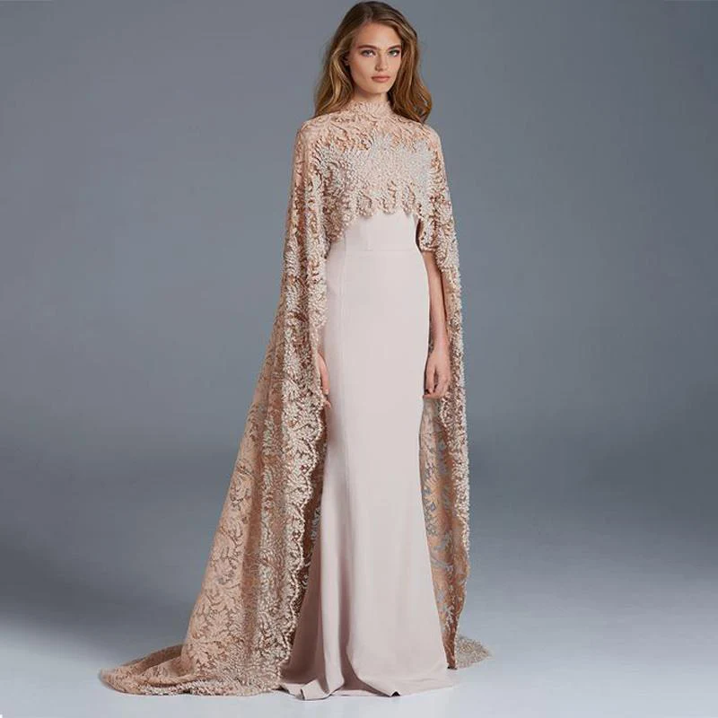 Arabic font b Muslim b font font b Formal b font Evening Dress With Lace Cloak