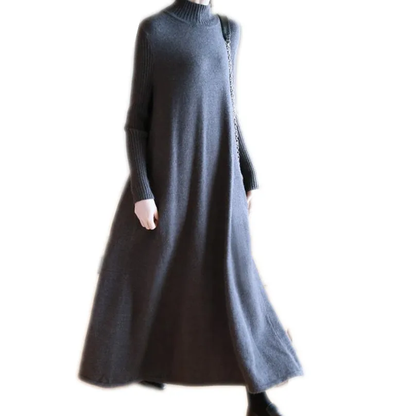 

knit dress women's long loose swing long sleeve dress