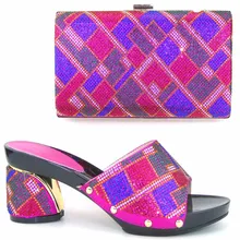 Multi Farbe Frauen Sandale Schuhe Und Tasche Set Mit Strass Hochwertigen African Italienische Schuhe Mit Passender Tasche Set TH01