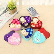 День Святого Валентина подарок 3 шт./компл. подарок на день Святого Валентина 3 мыло в форме розы с милые в форме сердца коробкой для пара