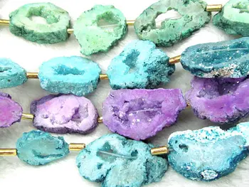 

Geniune Druzy agate,titanium quartz,Drusy 20-60mm full strand slab freeform rose ,green,purple,red,black,white mixed pendant bea