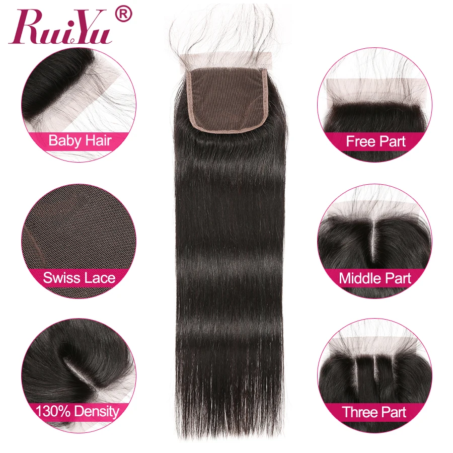 Brazilian Straight Hair Bundles With Closure 100% Remy Hair Extension Ruiyu Hair With Closure Human Hair Bundles With Closure