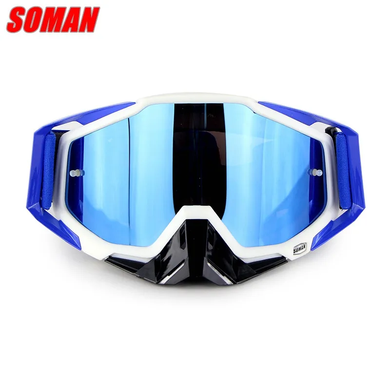 Высококачественные мотоциклетные очки SOMAN бренд ATV Casque очки для мотокросса гонки мото велосипед Велоспорт CS солнцезащитные очки Gafas - Цвет: White