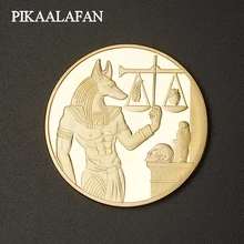 Древний Египет Anubis золото/Посеребренная 40 мм Пирамида памятная монета Туризм подарок