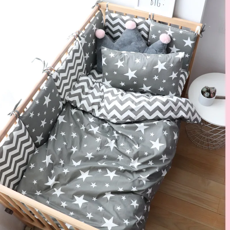 Nordic Striped Star Crib Bedding Set With Bumper