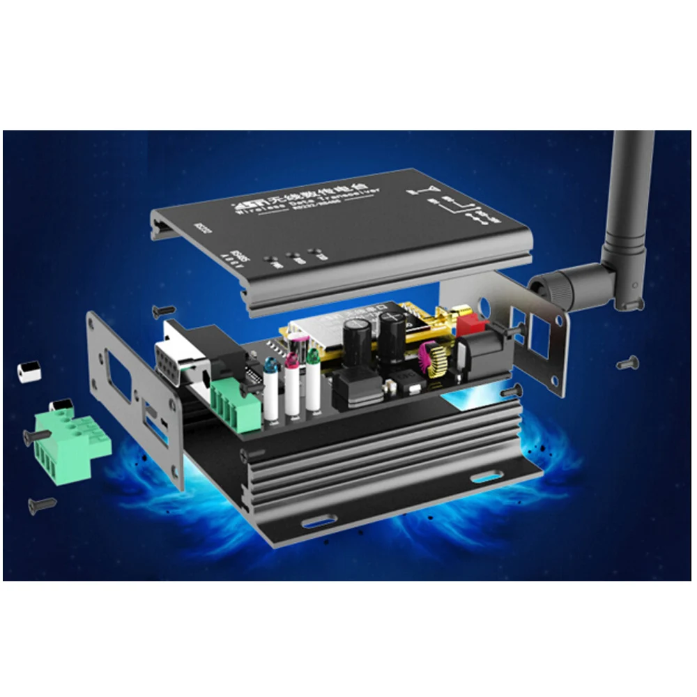 1W Wireless Module 433MHZ Wireless Data Transmission Station LORA Spread Spectrum 8000 Meters RS232RS485