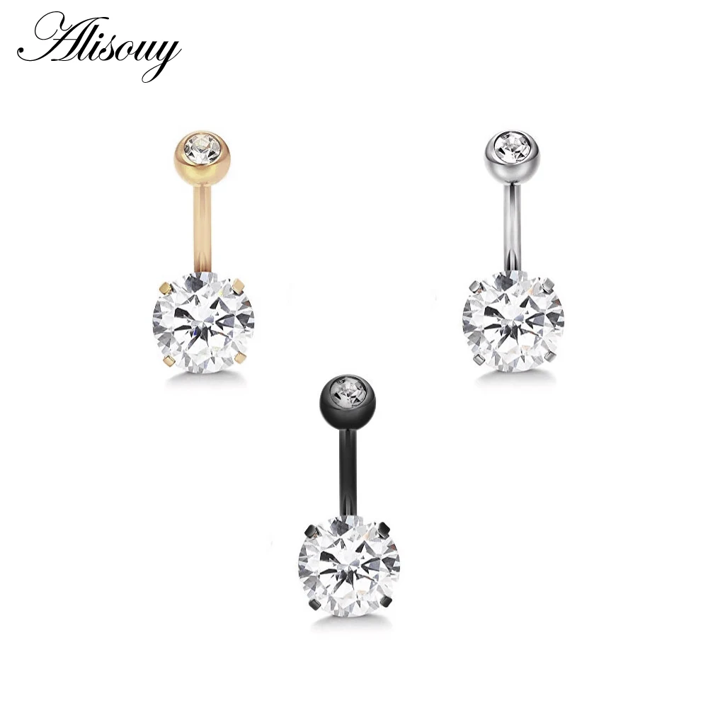 Alisouy Round belly button rings for women Surgical Piercing Body