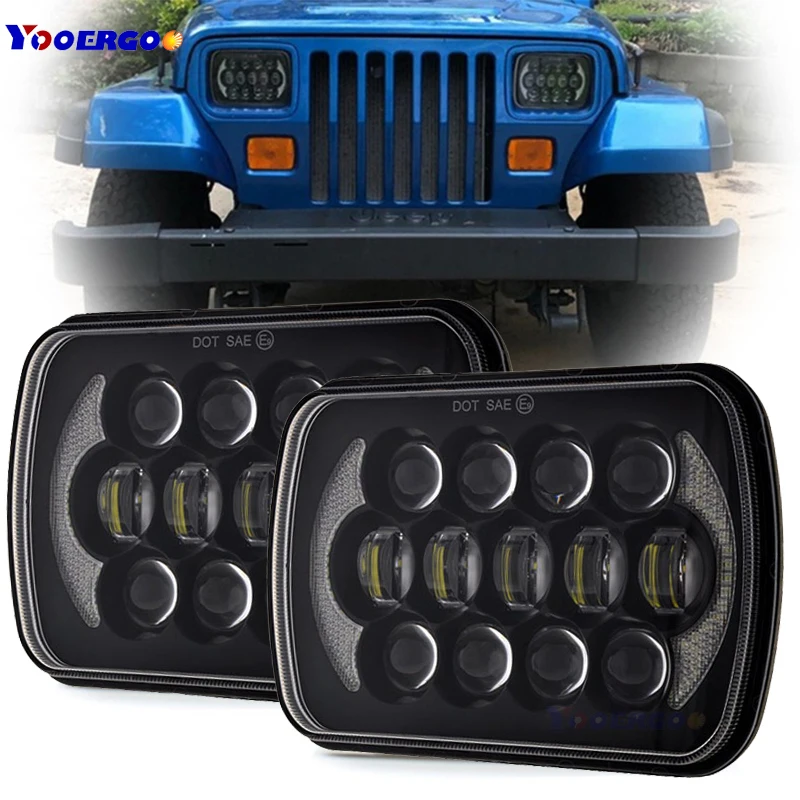 105W 7x6 5x7 LED Rectangle Headlights for Jeep Wrangler YJ Cherokee XJ