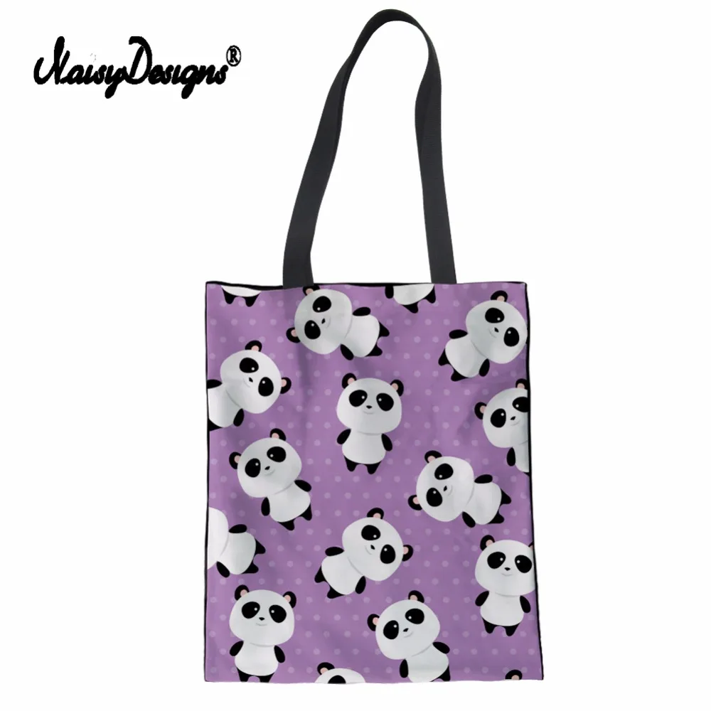 Бесшумные дизайнерские женские сумки для покупок женская новая складная сумочка принт панды сумки-тоут пляжная сумка модные ручные сумки для лета