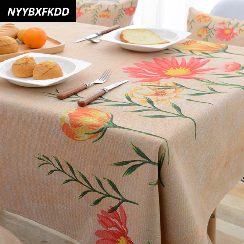 

New Pastoral Table Cloth Printed Tablecloth Home Protection Decoration Elegant Floral Table Cover