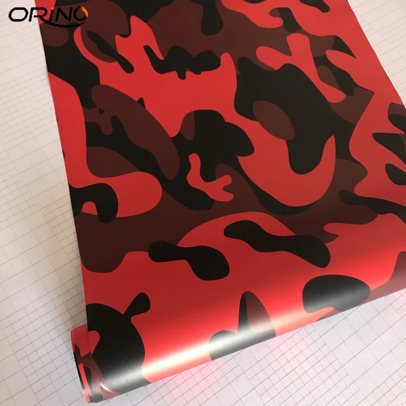 Black Red Camouflage Vinyl Film Wrap-7