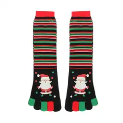 Рождественские мужские носки Санта-Клаус Сова Снеговик Печать Новинка пять пальцев носки с раздельными пальцами счастливые носки NYY3638
