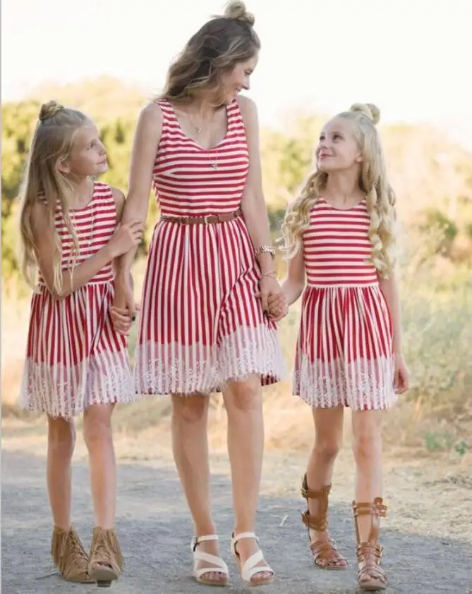 Family Matching Outfits mother daughter dresses Red and ...