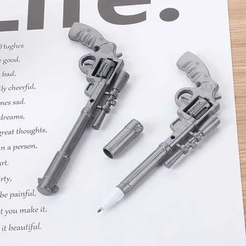 

2pcs/lot Creative revolver pistol Shape ballpoint pen 0.5mm blue writing pen stationery canetas material escolar shool supplies