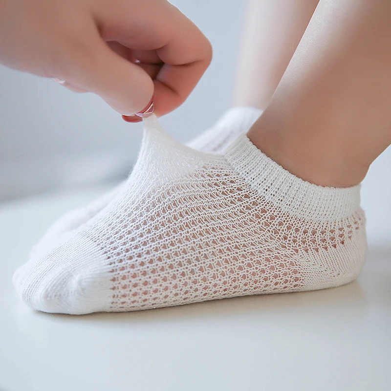 

5 Pair/Lot Baby Cotton Socks Spring Summer thin Mesh Newborns Candy Male Female Ankle Kid's Children's Socks white breathable