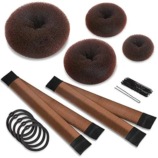 

Hair Bun Shaper Set with 4 Pcs Donut Bun Maker 2 Pcs Magic French Twist Hairstyle Clip Rollers 20pcs Hair Pins