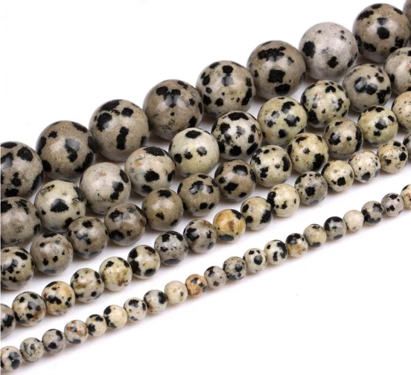 

Wholesale High Quality Natural Round Dalmation Jewelry Making loose stone beads strand 15" Diy Bracelet 4/6/8/10mm