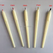 100 шт. 3D одноразовая бровь макияж микроволокна ручка с 7/12/14/17/18U лезвие профессиональные иглы татуировки ручная машинка