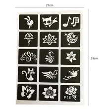 Мелкие блестки трафареты для татуировок Девушка Дети шаблон рисования, цветок бабочка мультфильм трафареты для тату-машины