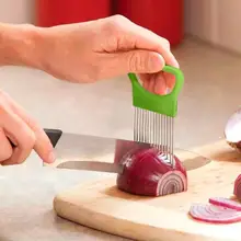 Новые shrenders& Слайсеры томаты лук овощерезка режущий держатель для помощи направляющее приспособление для нарезки безопасная вилка