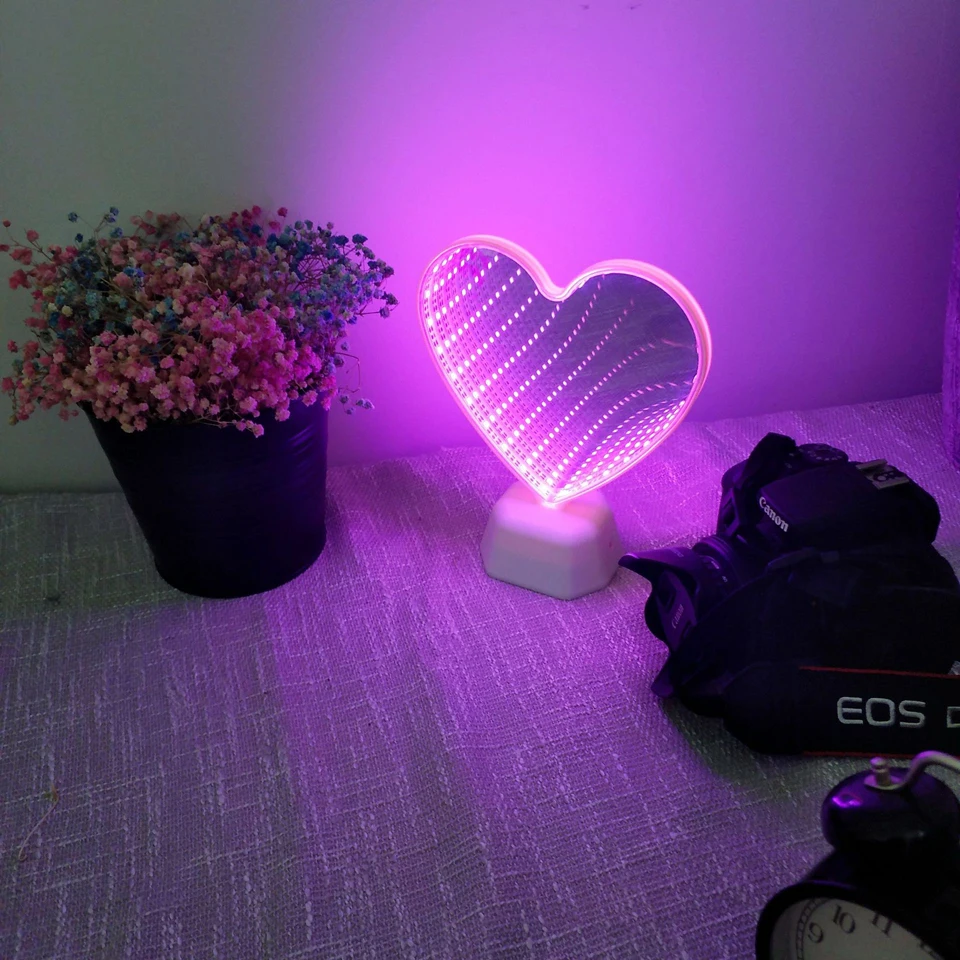 3D ночник кактус Единорог туннельные лампы Бесконечность зеркальные огни Светодиодный Ночник для дома украшения спальни