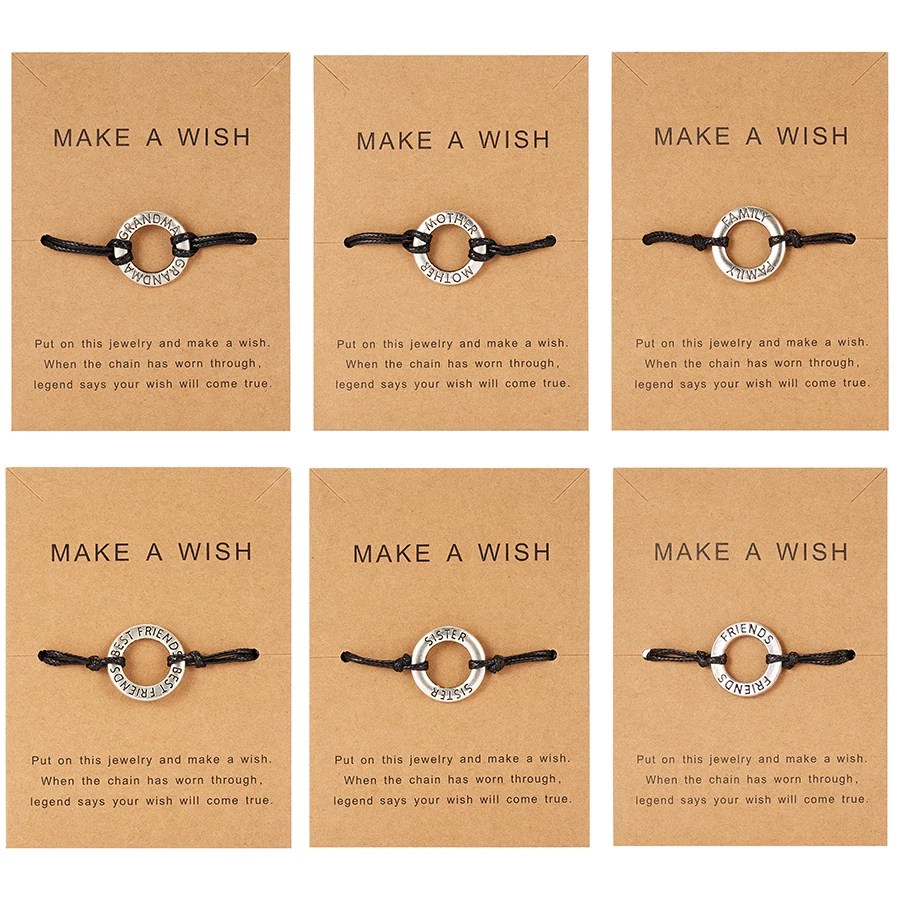 

Rinhoo New Fashion Hand Woven Friendship Paper Card Bracelets Women Men Family Love Relationship Bracelet Adjustable Jewelry