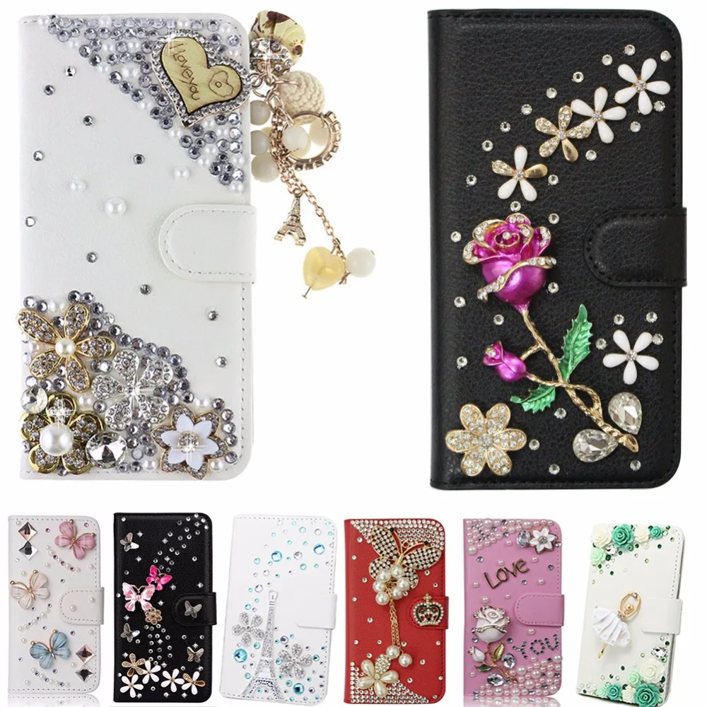 

Unique&Beautiful Card Slots Phone Case over For Samsung J7 MAX,Bling Crystal Diamond Leather 3D Handmade Wallet Stand Flip Cover