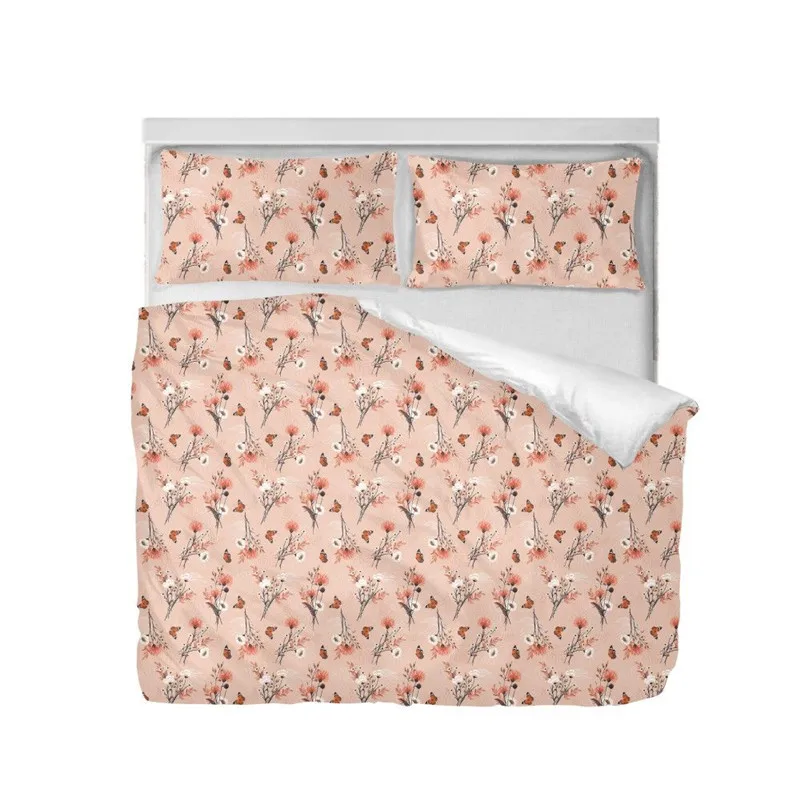 طقم سرير جديد موضة نمط جميلة فراشة الزهور 3D لحاف مطبوع يغطي ملكة مزدوج حجم غرفة نوم الديكور طقم سرير