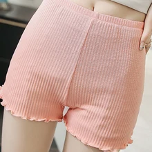 Трикотажные хлопчатобумажные кружевные Пижамные шорты, женские пижамные шорты с эластичной резинкой на талии, дышащие, размера плюс S-3XL