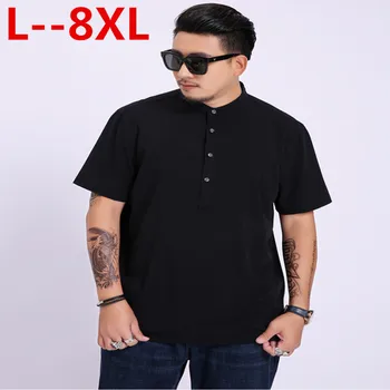 

8XL 6XL Pullover Cotton Shirts Dress Men's Shirts Slim Fit White Solid Short Sleeve Summer Men Clothes Male Tops Hombre Camisas